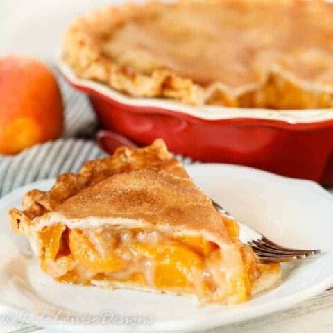 Fresh Peach Pie Recipe with cinnamon sugar crust