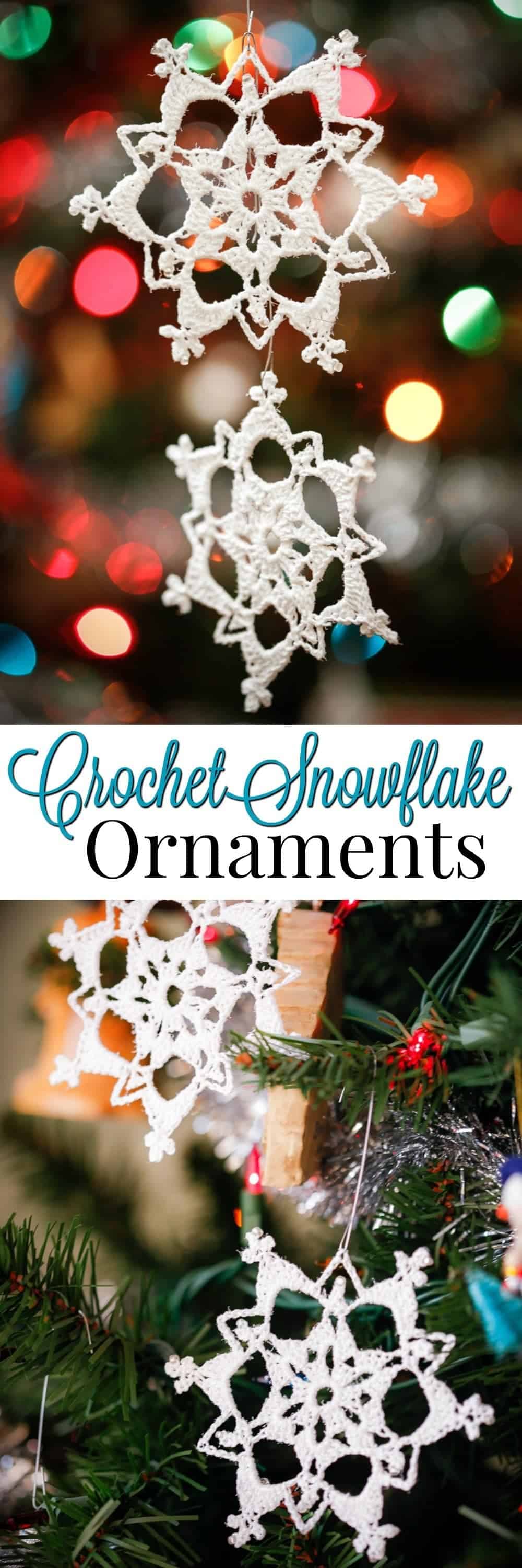 Learn to crochet beautiful Glittering Lace Crochet Snowflake Ornaments! With a free Step by Step crochet pattern with photos and instructions on how to stiffen, makes this an easy handmade ornament for your tree or a simple handmade gift for someone special.