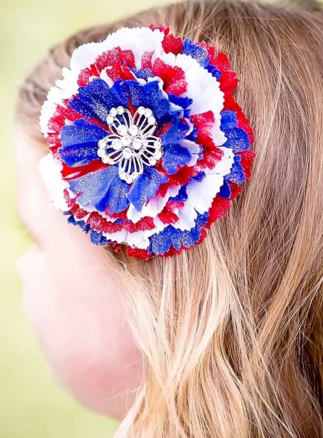 Red White and Blue Patriotic Hair Clips for girls
