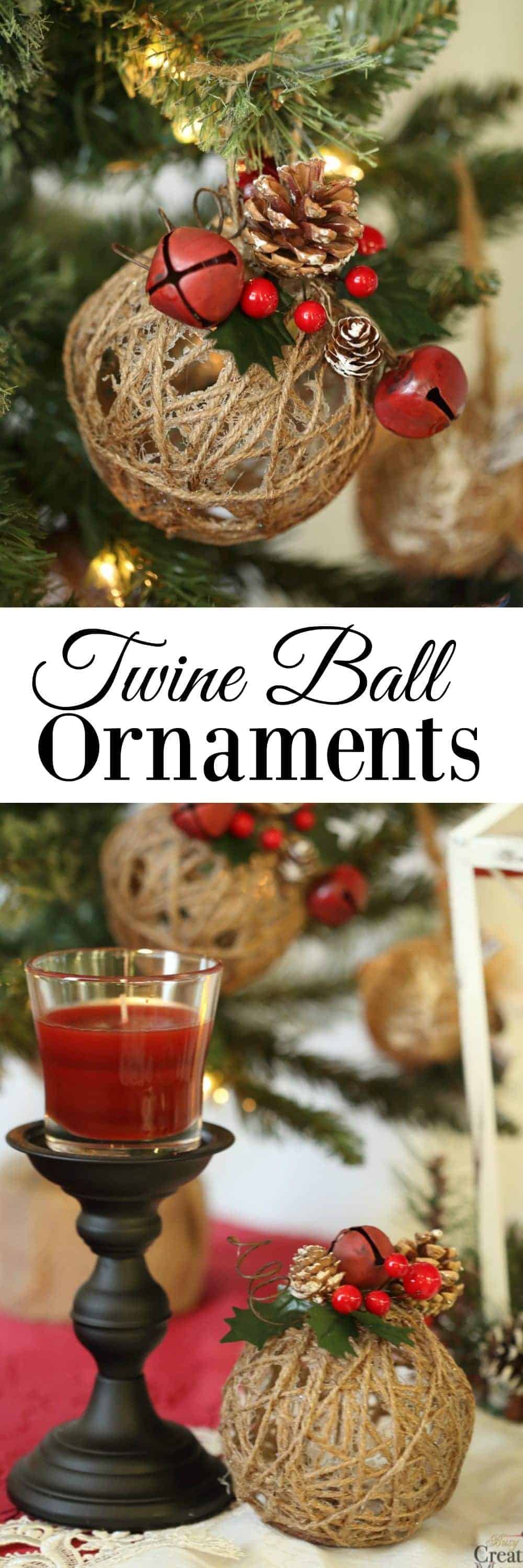 Bring a Holiday atmosphere to your home by creating Rustic Christmas Ornaments with this tutorial for Glitter Twine Ball Ornaments.