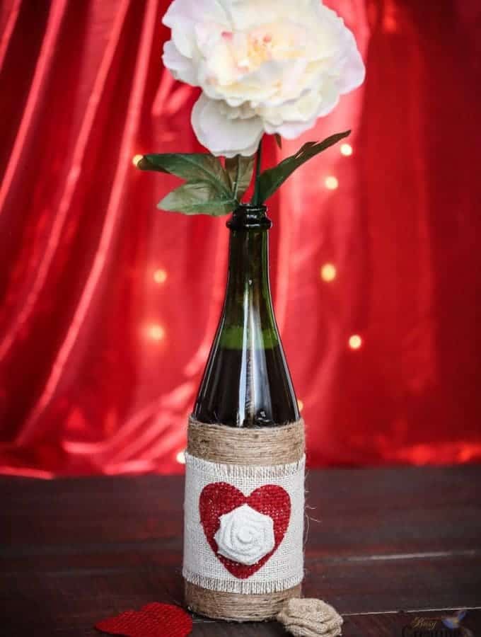 DIY Upcycled Bottle Vase Valentine's Day gift