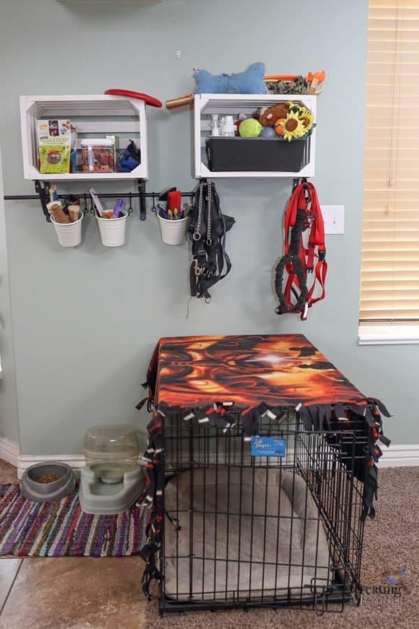 Easy DIY Crate Shelves for Organizing Pet Supplies Completed in 1 day!