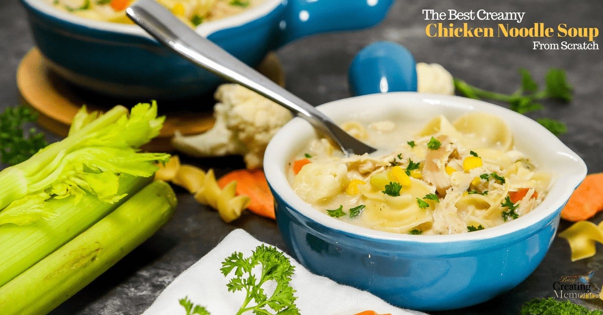 Best Creamy Chicken Noodle Soup Recipe - Busy Creating Memories