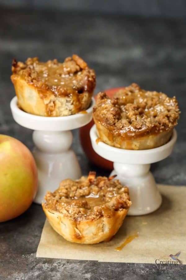 The Best Ever Mini Salted Caramel Apple Pies in bite size servings!