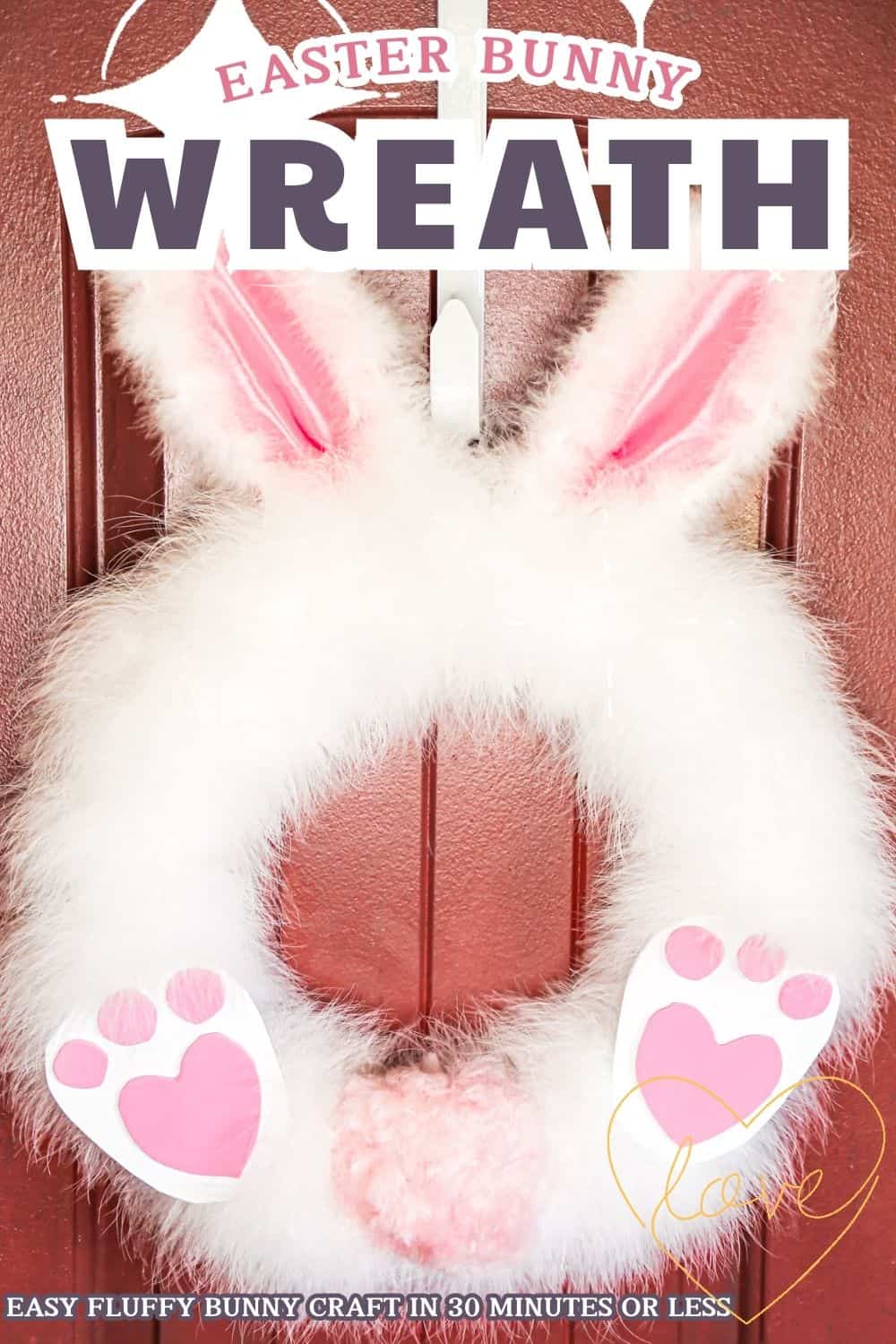DIY Fluffy Easter Bunny Wreath for your Front Door in 30 minutes!