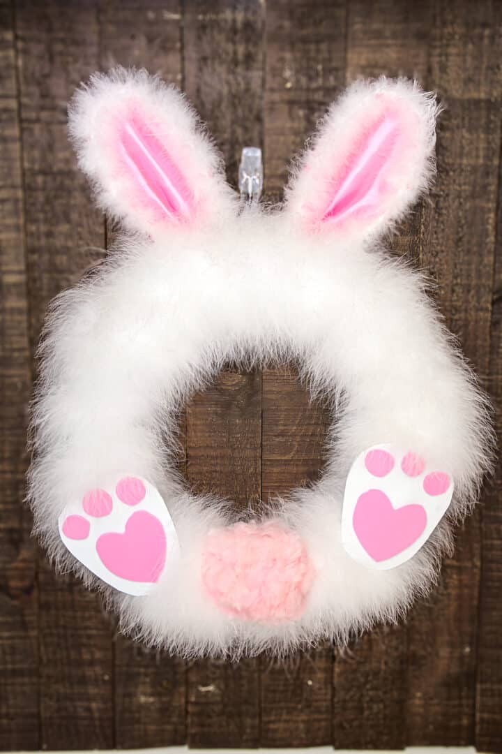 DIY Fluffy Easter Bunny Wreath for your Front Door in 30 minutes!