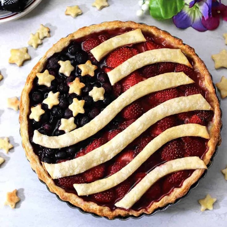 Image for Mixed Berry Pie with Homemade Crust | American Flag Pie