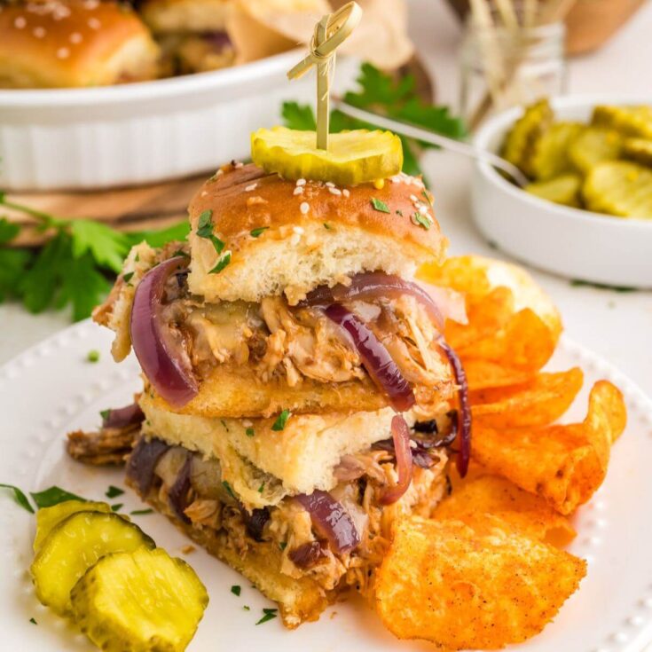 Image for Easy BBQ Chicken Sliders Recipe with Hawaiian Rolls